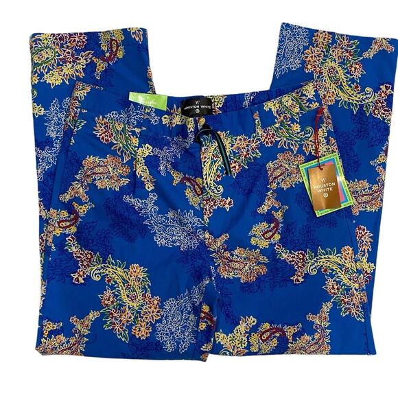 Houston White for Target Blue Floral Wide Leg Chino Pants Size Large 98% Cotton - Picture 7 of 12